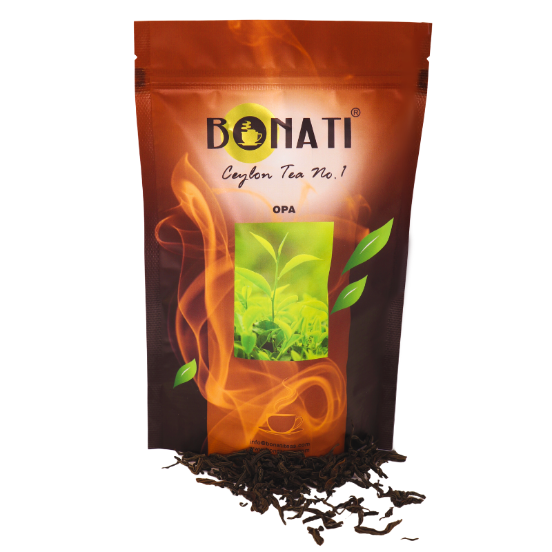 Bonati Ceylon black tea OPA, large leaf loose black tea, 100 g foil pouch
