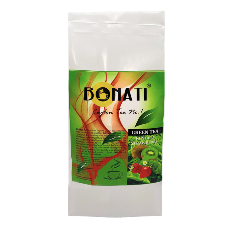 Bonati Ceylon green tea with kiwi and strawberry, loose leaf green tea, 500 g foil packaging
