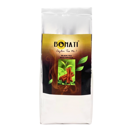 Bonati Ceylon black tea with cinnamon, loose leaf black tea, 500 g packaging