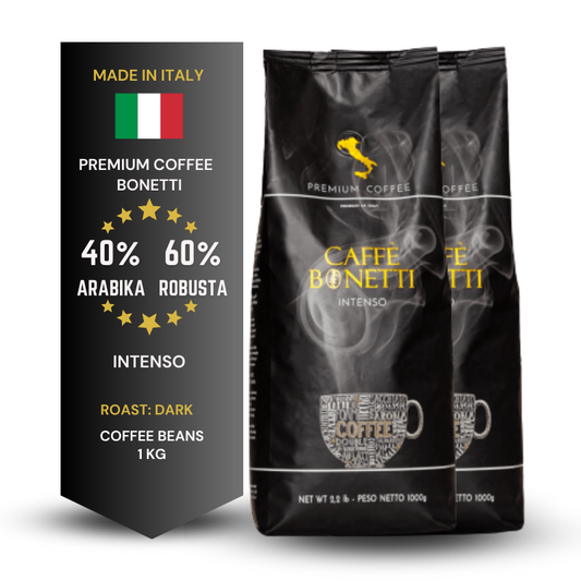 Bonetti Intenso Italian coffee beans, dark roast, 40% Arabica 60% Robusta, 1 kg foil packaging, special offer 15% off
