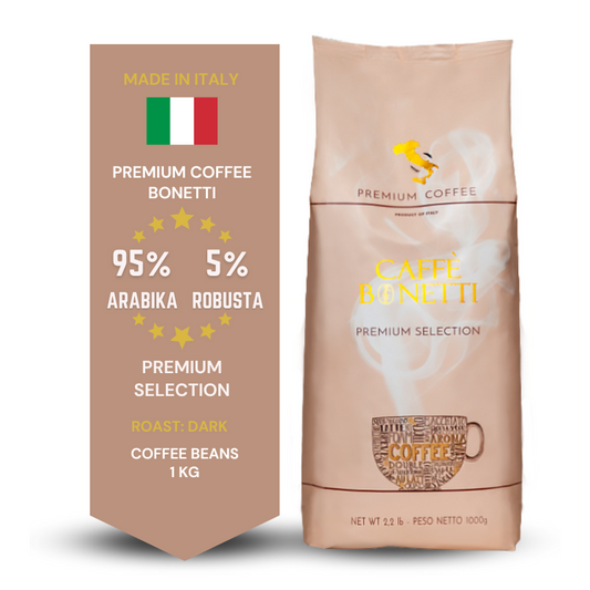 Bonetti Premium Selection Italian coffee beans, dark roast, 95% Arabica 5% Robusta, 1 kg foil packagin
